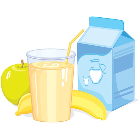 Milk shake with fruitのイラスト素材