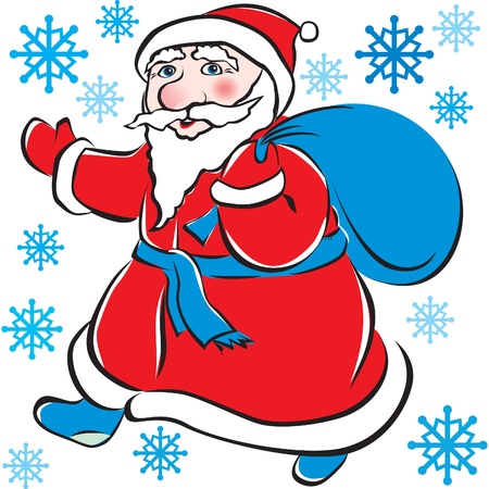 Santa Claus with bag of giftsのイラスト素材
