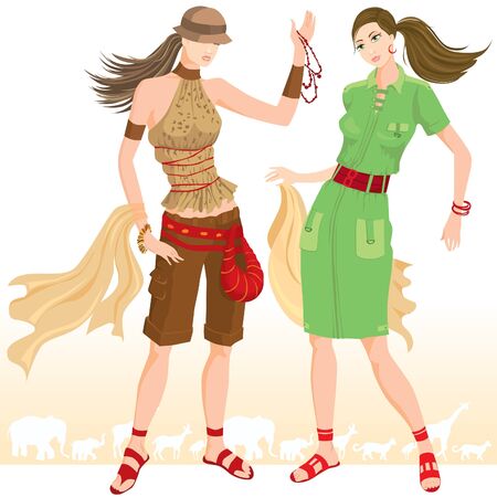 Summer fashion modelsのイラスト素材