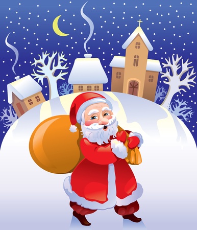 Christmas Santa with bag of giftsのイラスト素材