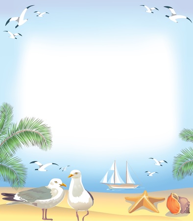 Sea beach frameのイラスト素材