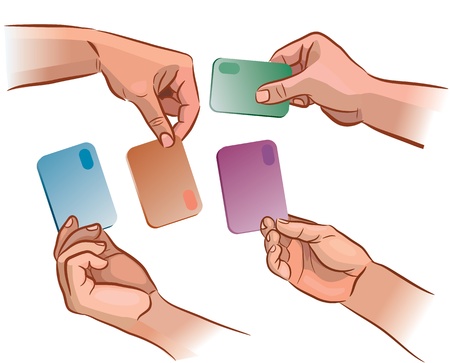 The card in the hand from different anglesのイラスト素材