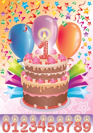 Birthday cake with the number ageのイラスト素材