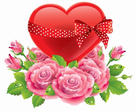 Heart in roses. Illustration contains transparent object. EPS 10.のイラスト素材