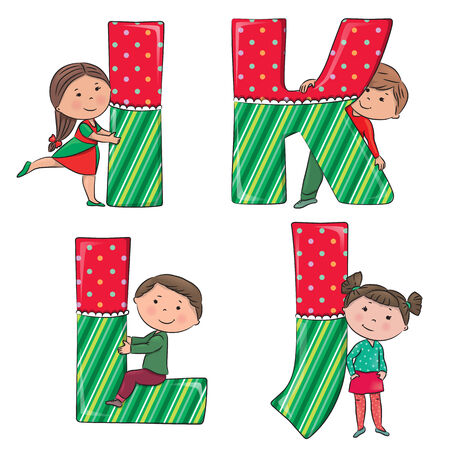 Alphabet kids IJKL. のイラスト素材
