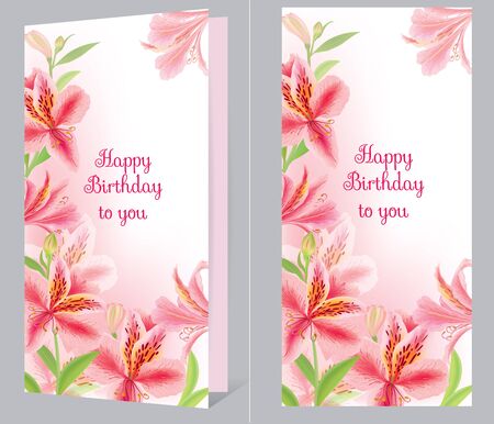 Birthday card with alstromeria. Eps10 formatのイラスト素材
