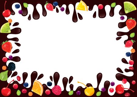 Frame chocolate fruit. のイラスト素材