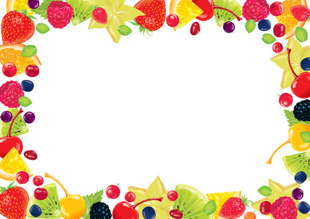Frame of fresh delicious fruitsのイラスト素材