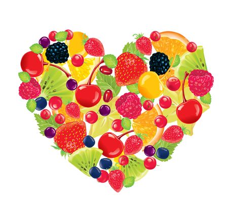 Heart laid out fresh fruit.のイラスト素材