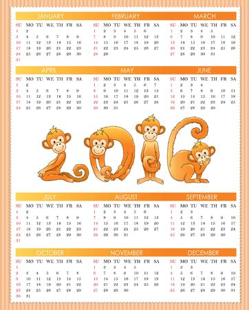 Calendar year monkey.  formatのイラスト素材