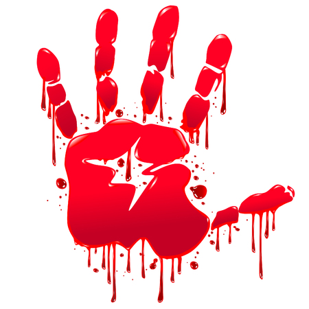 The imprint of a bloody hand with streaks of blood.のイラスト素材
