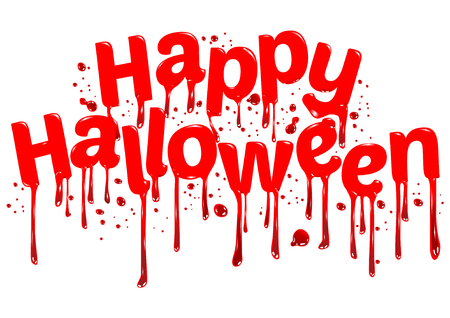 The inscription "Happy Halloween" in red with streaks of blood.のイラスト素材
