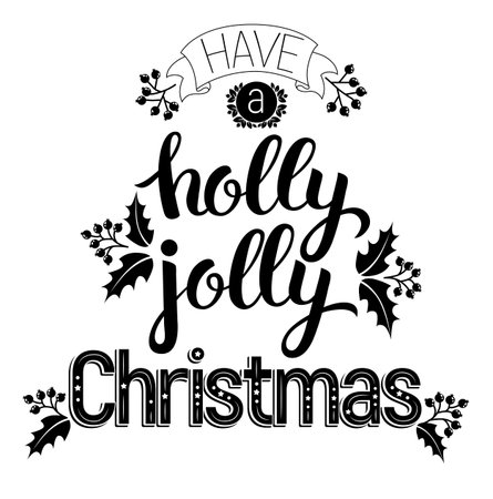 Holly jolly beautiful text bannerのイラスト素材