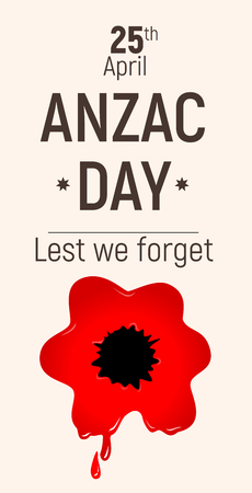 Anzac Day Lest we forget red bloody poppy 25 Aprilのイラスト素材