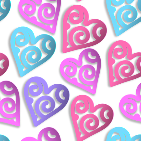 Paper hearts seamless pattern.のイラスト素材