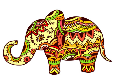 Decorative elephant in ethnic pattern. EPS 10.のイラスト素材