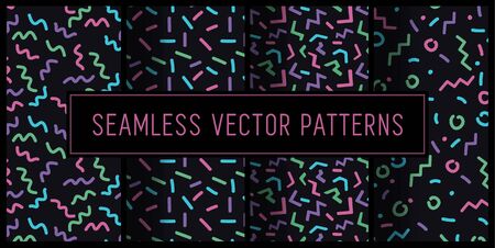 Seamless 90s Pattern Setのイラスト素材