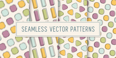 Seamless Colourful Shape Pattern Setのイラスト素材
