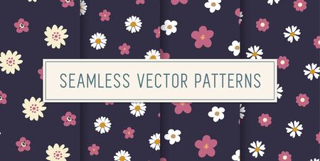 Seamless Floral Pattern Setのイラスト素材