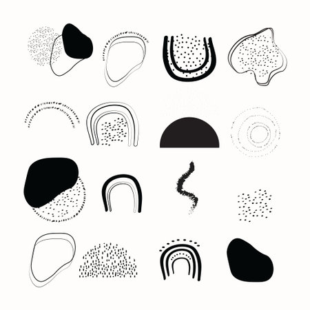 Abstract black and white shapes setのイラスト素材