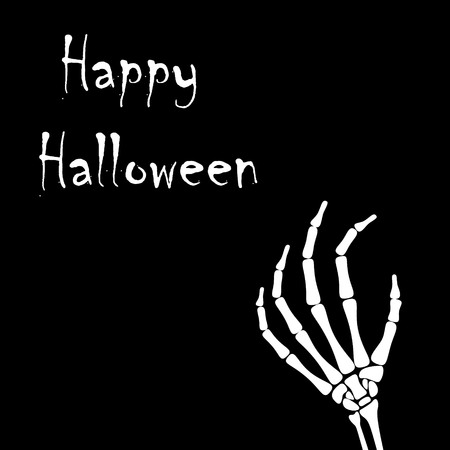 White hand bone in black background for Halloweenのイラスト素材