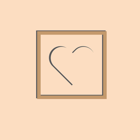 shadow of rose pale heart in brown frameのイラスト素材