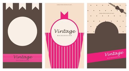 vintage background card in pastel color with pink bannerのイラスト素材