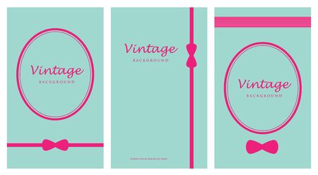 vintage background card in pastel color with pink bannerのイラスト素材