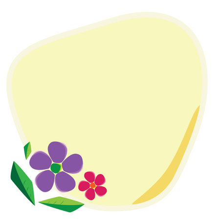 pale yellow frame with flower for note, minimal styleのイラスト素材