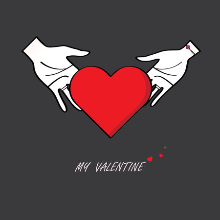 The man give heart to the woman with love and the woman take itのイラスト素材