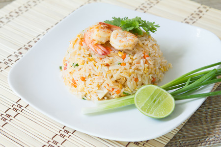 Fried rice with shrimpの写真素材