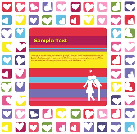 white heart in mixed color square backgroundのイラスト素材