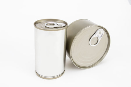 tin can light golden iron on white background