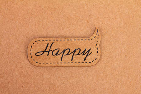 brown recycle paper happy labelの写真素材