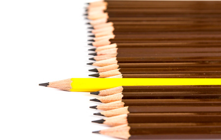 selective focus of  the wooden pencil arrange  with one different as a symbol of difference conceptの写真素材