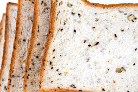 closeup the cereal and black sesame bread