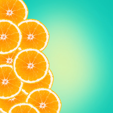 slice orange on retro tone background