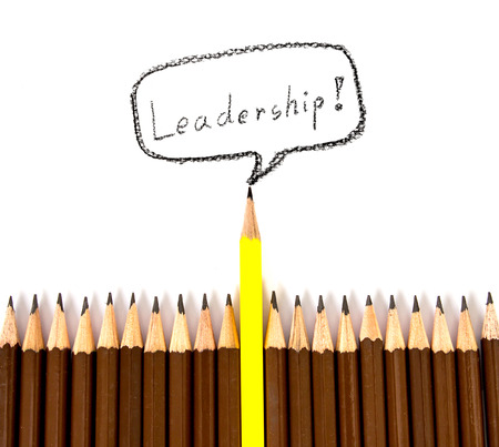 the wooden pencil with one different as a symbol of leadership conceptの写真素材