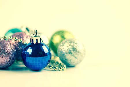 Silver and blue Christmas decoration for Christmas holiday background , vintage styleの写真素材