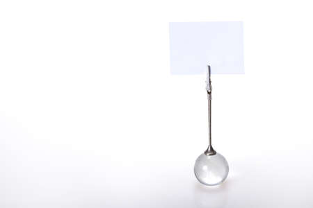 The Silver Business Card Holder with  paper note on white backgroundの写真素材