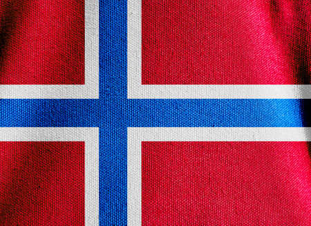 The Norway flag canvas fabric texture backgroundの写真素材
