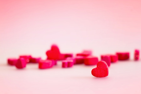 the red Heart shapes in love concept for valentines day with sweet and romantic momentの写真素材