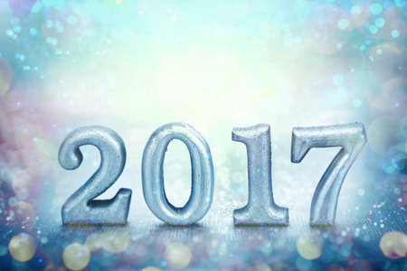Number 2017 placed on silver elegant glamour background for new year 2017 celebration concept