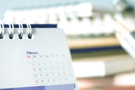 close up calendar page on the table の写真素材