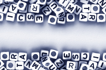 english alphabet cube on white paper background ,English language learning conceptの写真素材