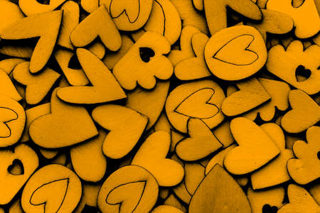 Wooden Heart Shape abstract background for love and romance conceptの写真素材