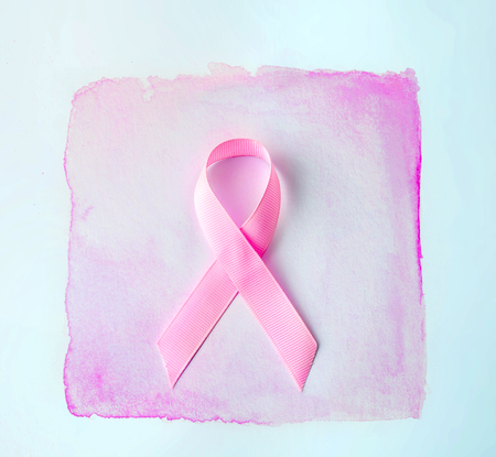 Sweet pink ribbon shape  for Breast Cancer Awareness symbol to promote  in october month campaignの写真素材
