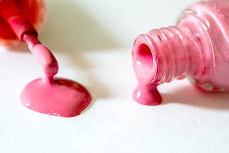 Close up bottles of color bright fashion  polish , cosmetics and beauty nail polish art conceptの写真素材