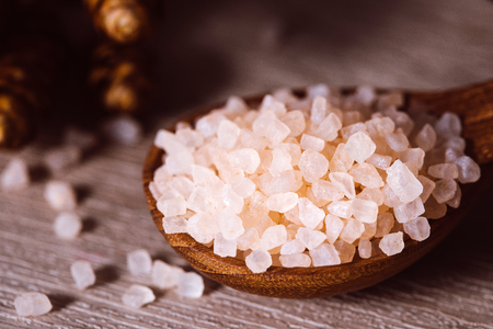 Close up brown organic Himalayan rock salt spa  , healthy spa relaxation conceptの写真素材