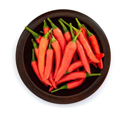 fresh red chilli pepper on table , rich of antioxidant herbal foodの写真素材